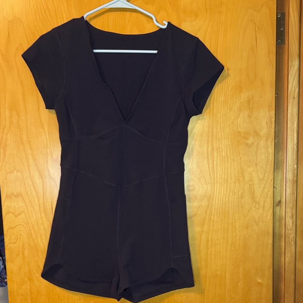 Free People Movement NWOT Black Short Sleeve Romper